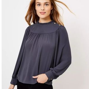 🆕 Loft Ruffle Neck Bib Blouse
